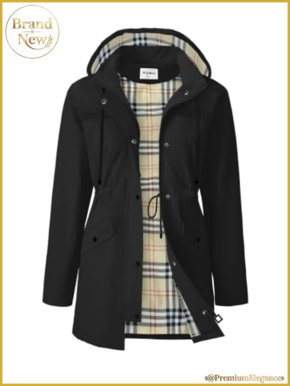 Waterproof Long Hooded Trench Coat Women Windbreaker Lined